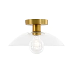 Minimalist 1-Light Clear Glass Saucer Semi Flush Mount