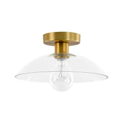 Minimalist 1-Light Clear Glass Saucer Semi Flush Mount
