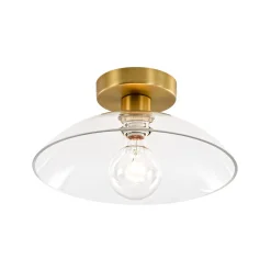 Minimalist 1-Light Clear Glass Saucer Semi Flush Mount