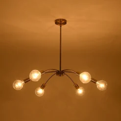 Minimalist 6-Light Metal Round Sputnik Swoop Chandelier