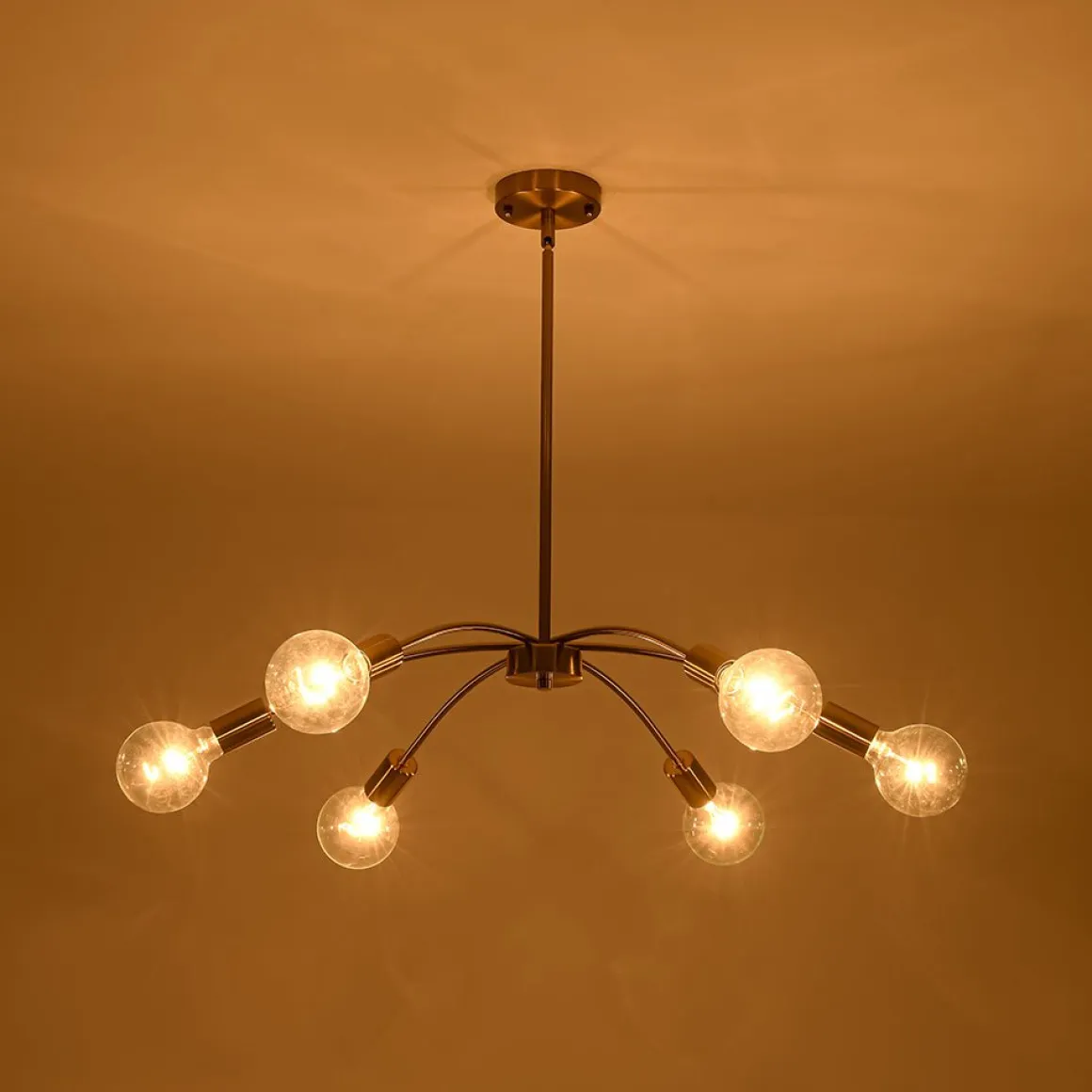 Minimalist 6-Light Metal Round Sputnik Swoop Chandelier