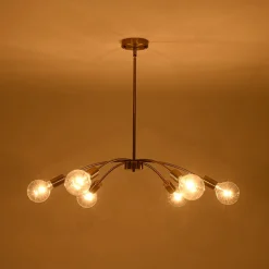 Minimalist 6-Light Metal Round Sputnik Swoop Chandelier