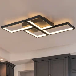 Minimalist 4-light Rectangular Dimmable LED Semi Flush Mount