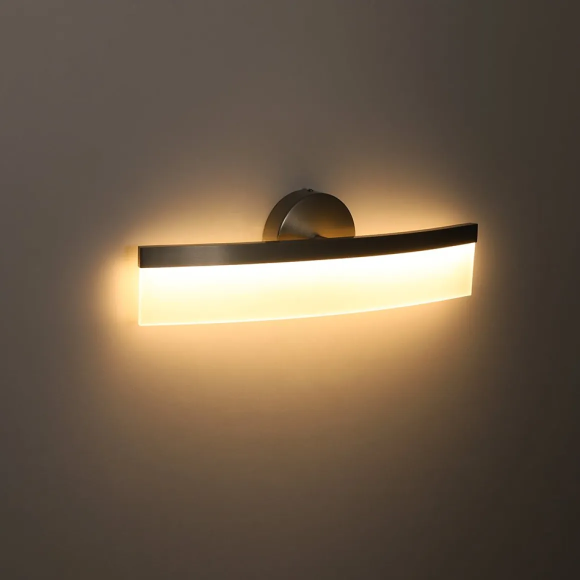 Minimalist Nickel Arched Dimmable LED Vanity Wall Light