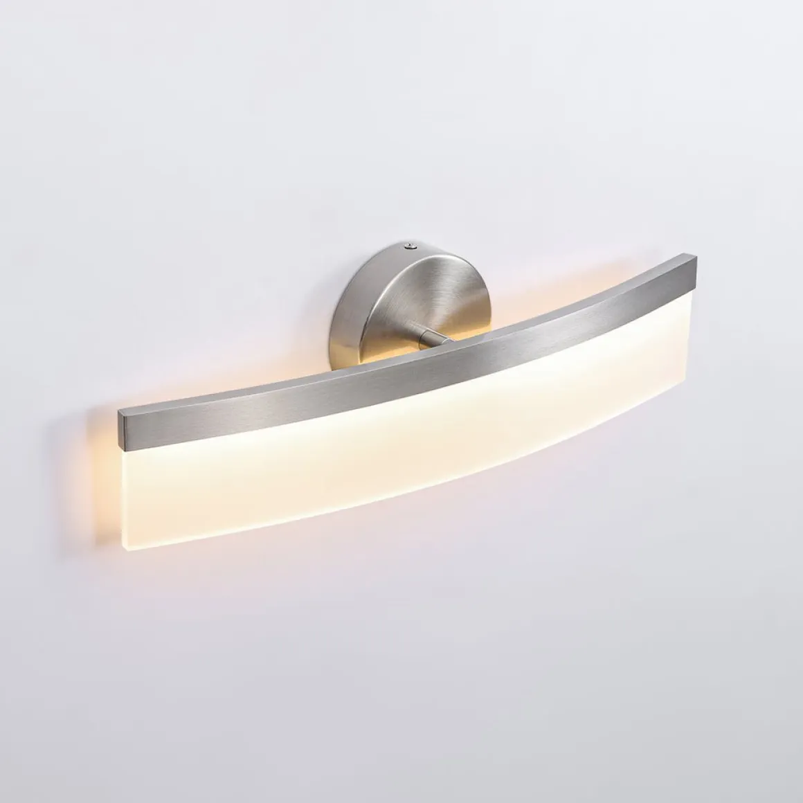Minimalist Nickel Arched Dimmable LED Vanity Wall Light