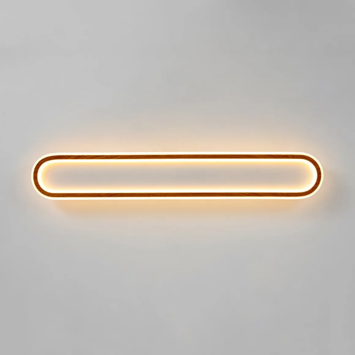 Minimalist Wood Grain Dimmable LED Oval Ring Ceiling Light