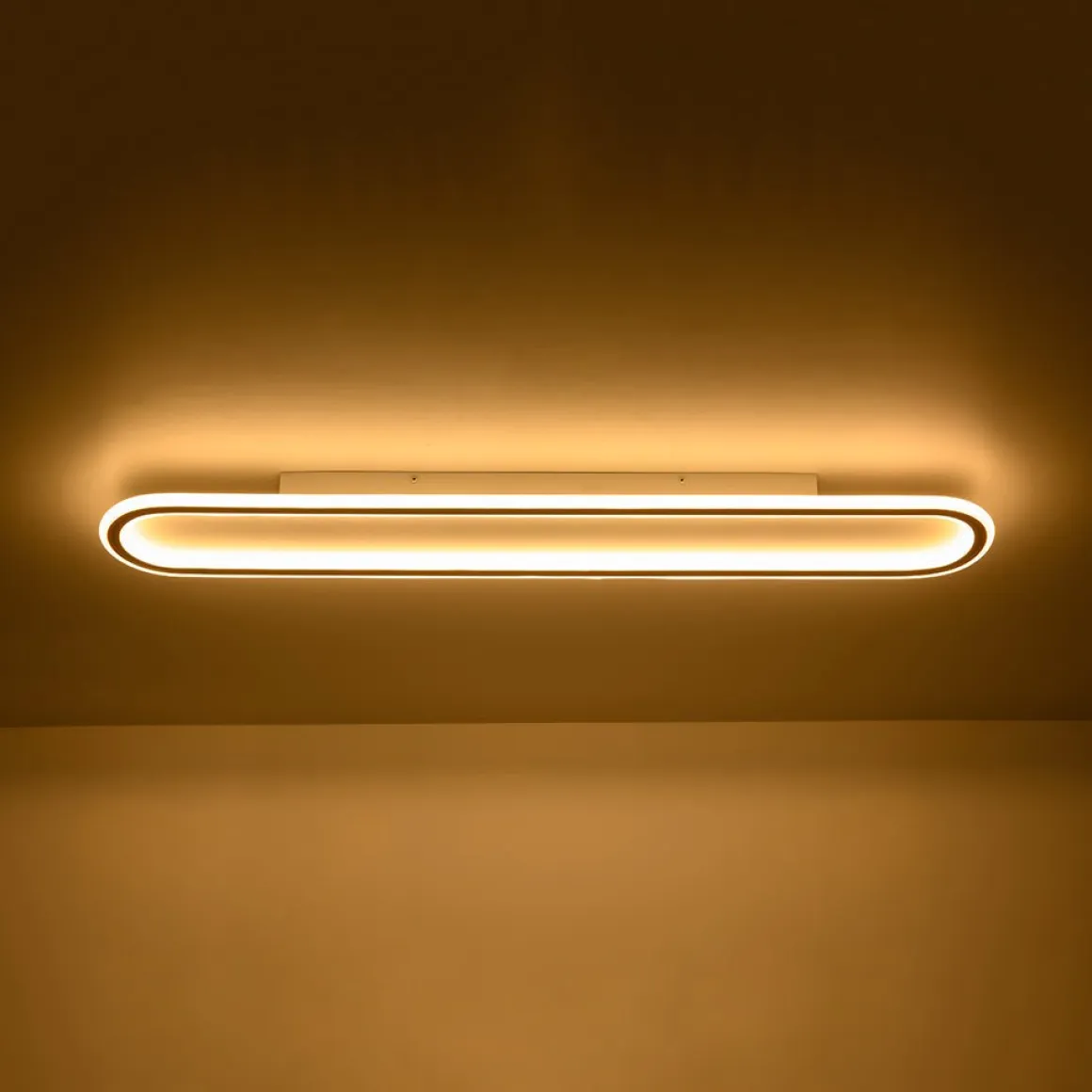 Minimalist Wood Grain Dimmable LED Oval Ring Ceiling Light