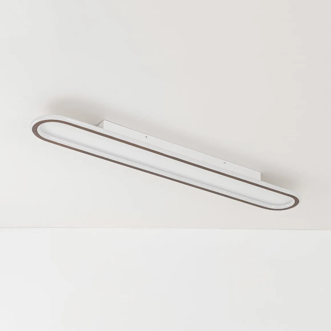 Minimalist Wood Grain Dimmable LED Oval Ring Ceiling Light