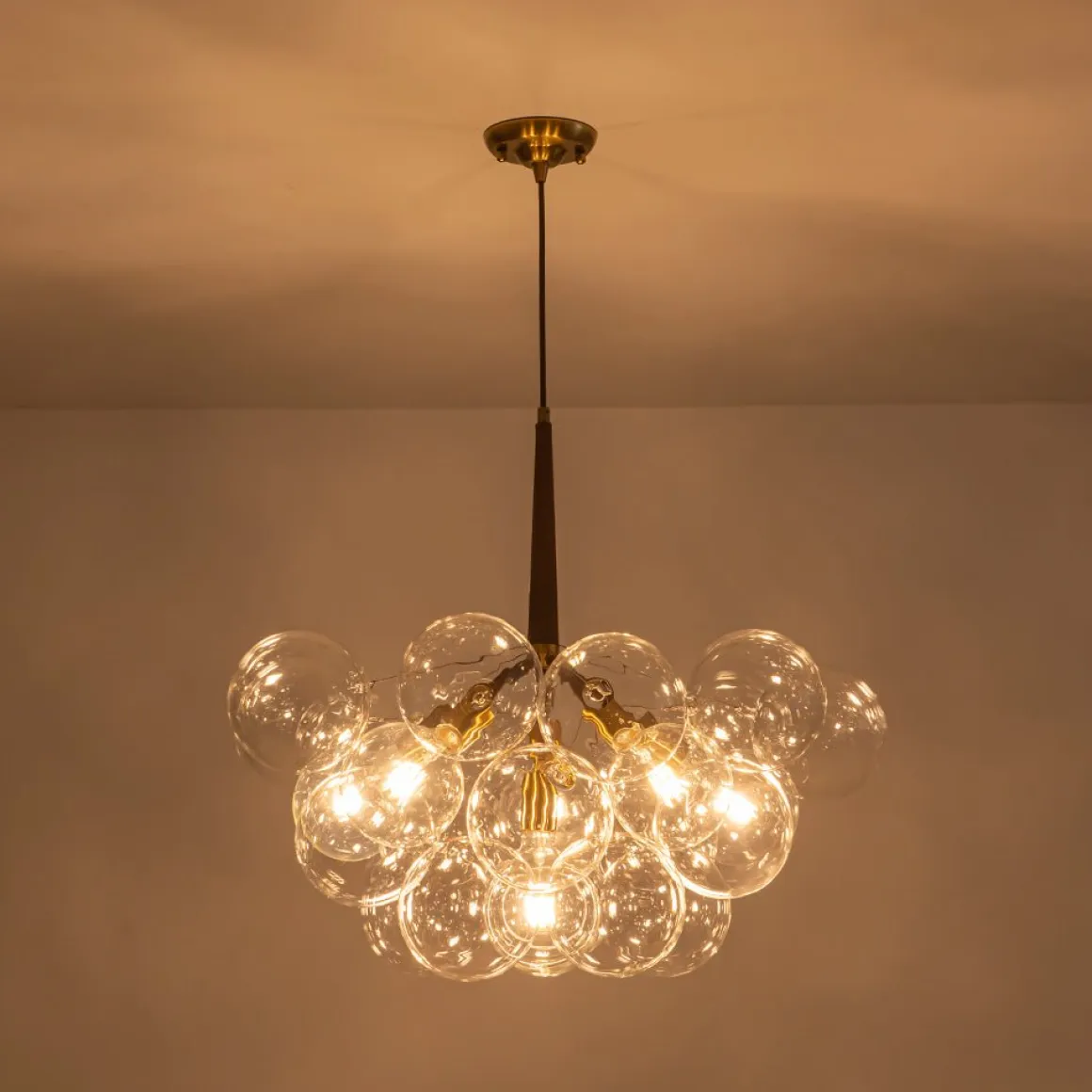 Mocha Mousse Clear Glass Globe Cluster Bubble Chandelier