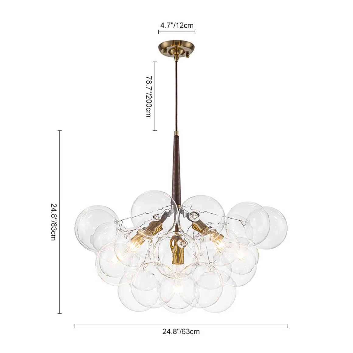 Mocha Mousse Clear Glass Globe Cluster Bubble Chandelier