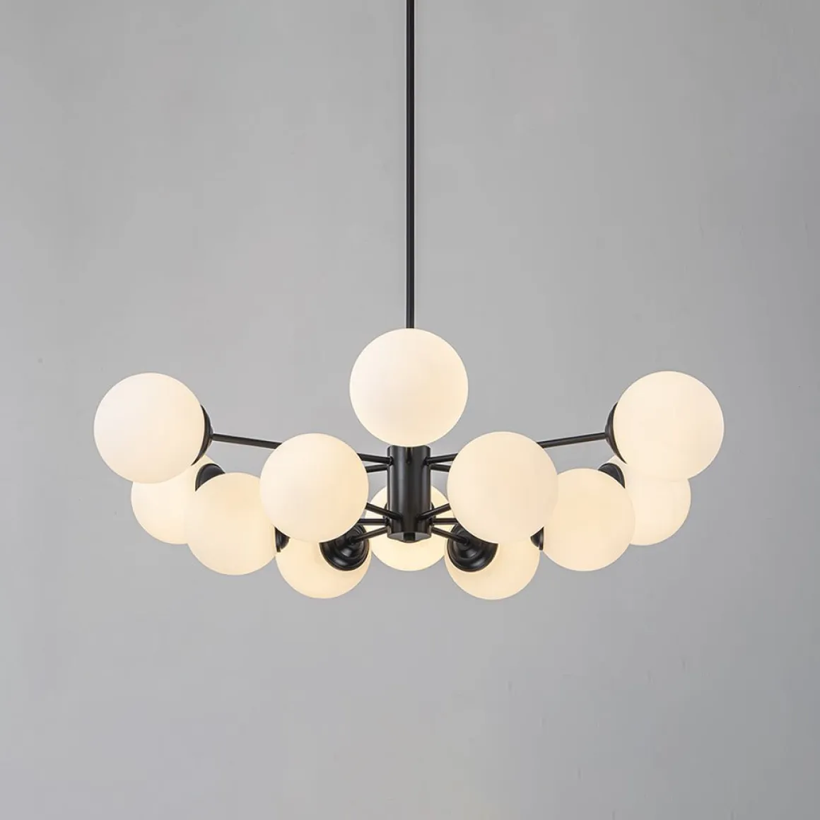 Modern Black Opal Glass Globe Sputnik Chandelier