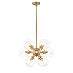 Modern Brass 12-Light Cluster Glass Globe Bubble Chandelier