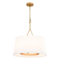 Modern Candle Style Fabric Wide Drum Cage Pendant Light