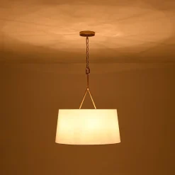 Modern Candle Style Fabric Wide Drum Cage Pendant Light