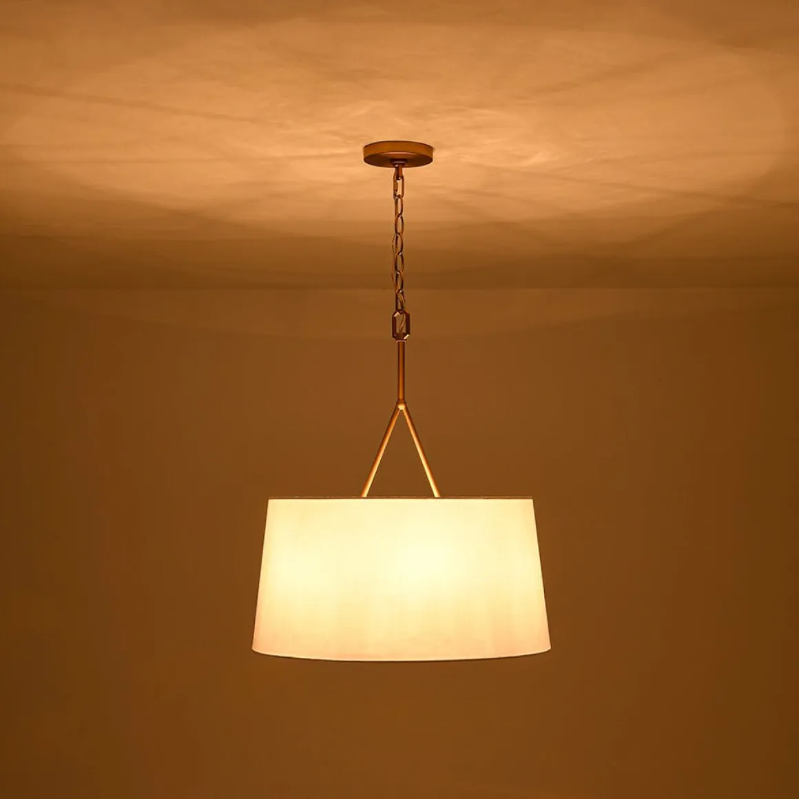 Modern Candle Style Fabric Wide Drum Cage Pendant Light