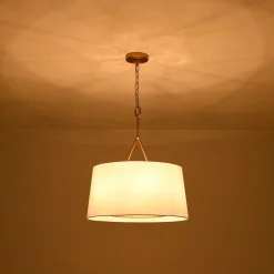 Modern Candle Style Fabric Wide Drum Cage Pendant Light