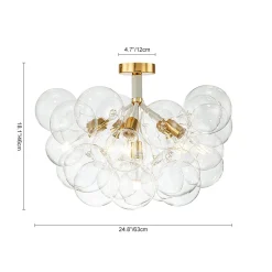Modern Cluster Glass Bubble Chandelier / Semi Flush