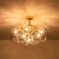 Modern Cluster Glass Bubble Chandelier / Semi Flush