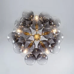 Modern Cluster Gradient Gray Glass Globe Bubble Chandelier