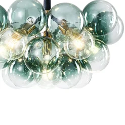 Modern Cluster Gradient Green Glass Globe Bubble Chandelier