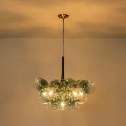 Modern Cluster Gradient Green Glass Globe Bubble Chandelier