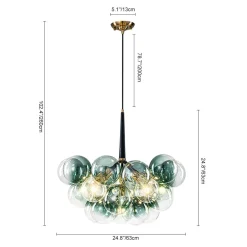 Modern Cluster Gradient Green Glass Globe Bubble Chandelier