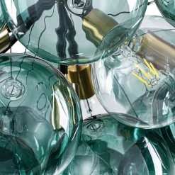 Modern Cluster Gradient Green Glass Globe Bubble Chandelier