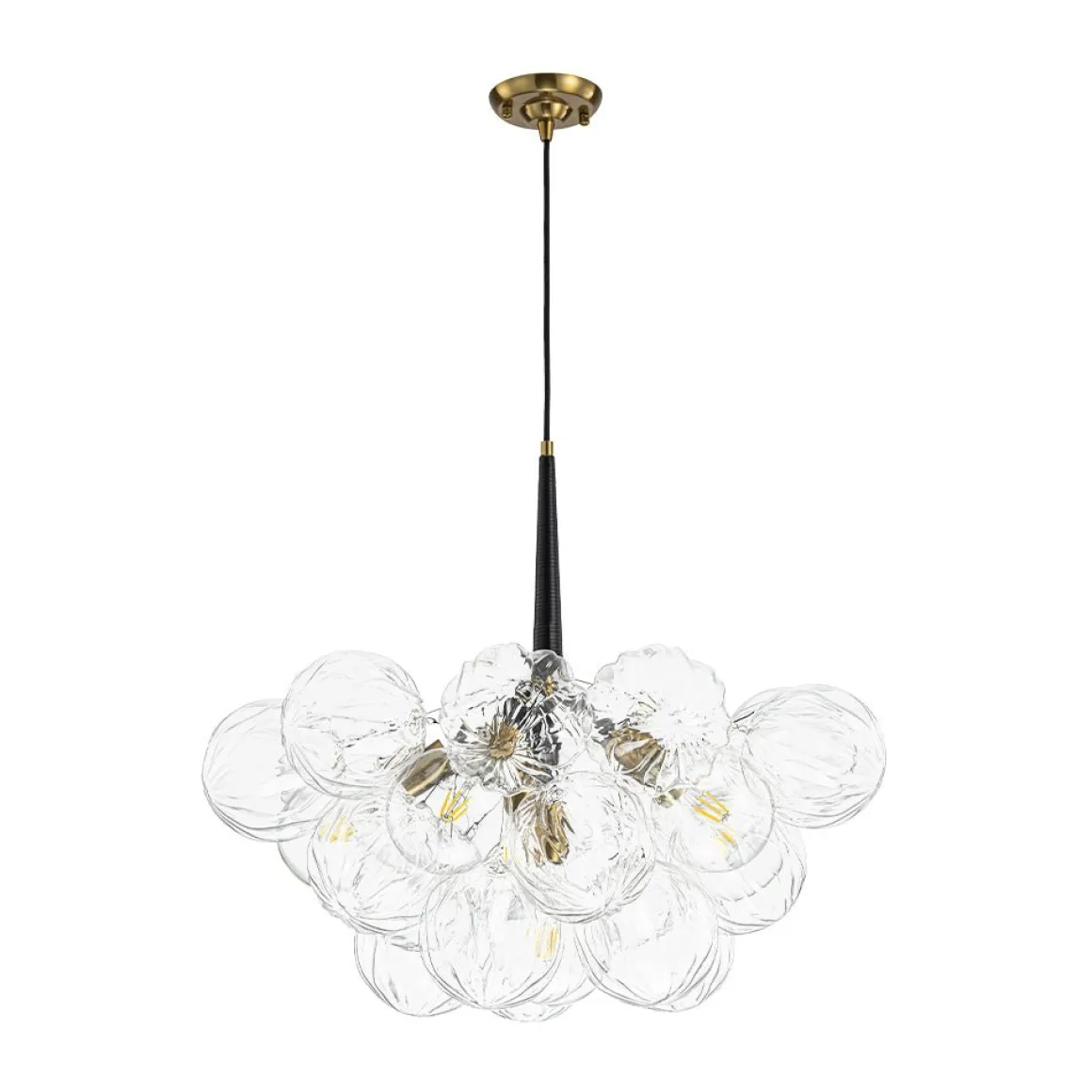 Modern Cluster Sculpture Texture Glass Globe Bubble Chandelier