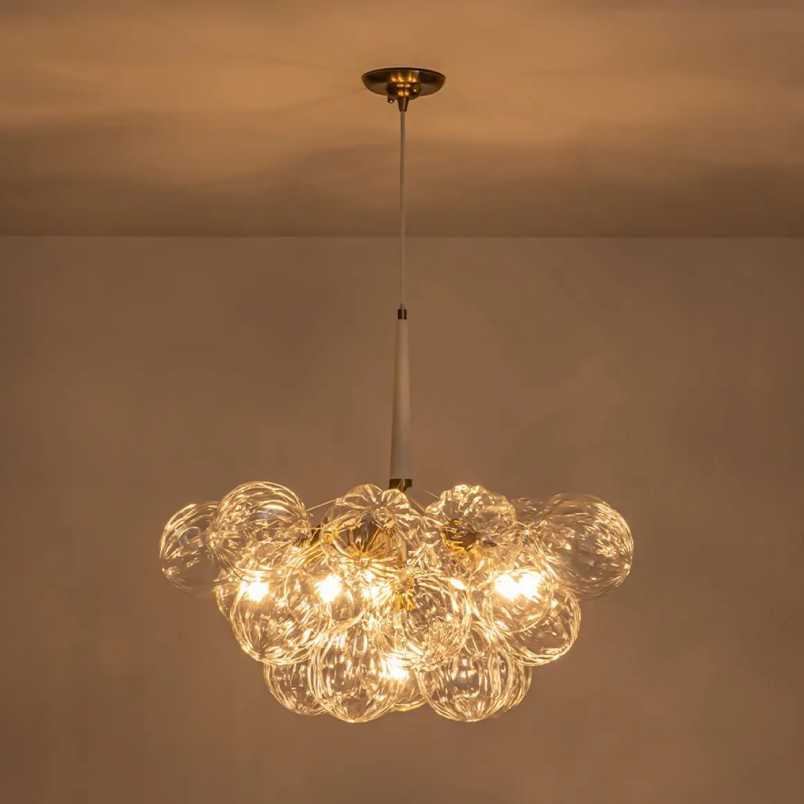 Modern Cluster Sculpture Texture Glass Globe Bubble Chandelier