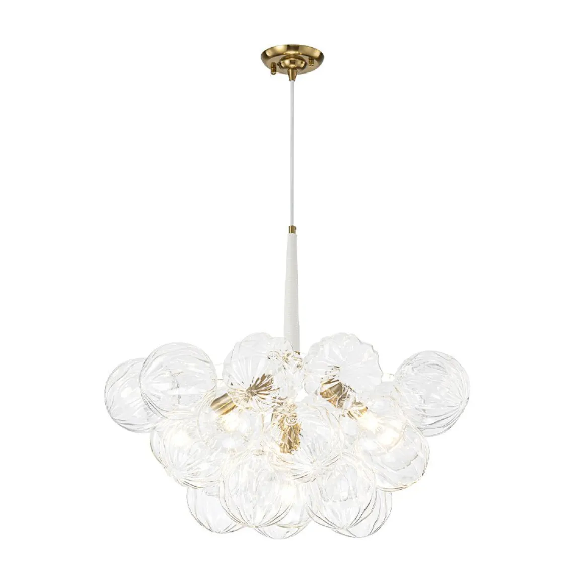 Modern Cluster Sculpture Texture Glass Globe Bubble Chandelier