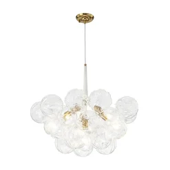 Modern Cluster Sculpture Texture Glass Globe Bubble Chandelier