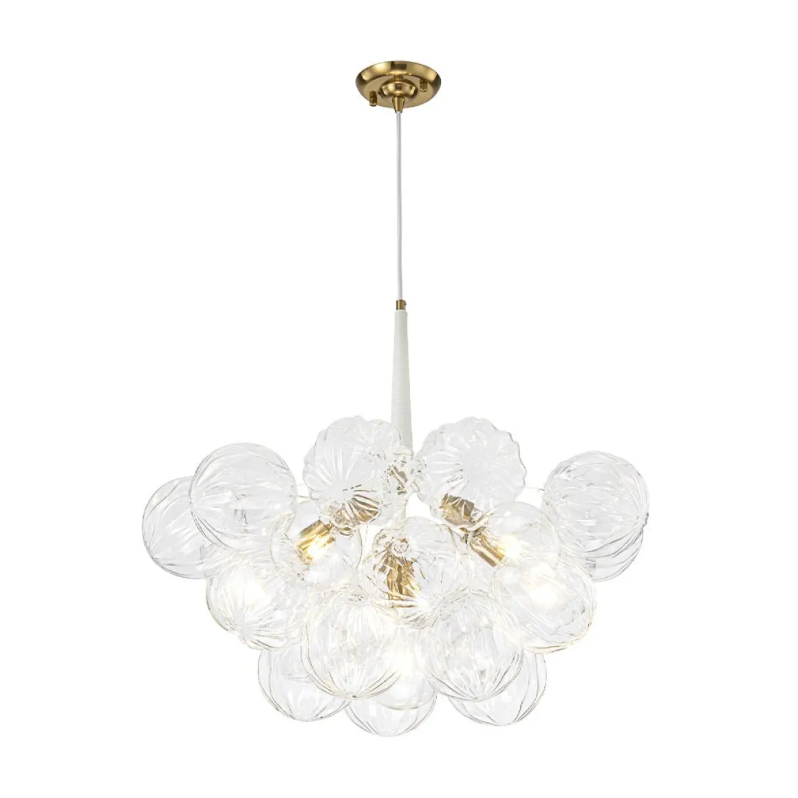 Modern Cluster Sculpture Texture Glass Globe Bubble Chandelier