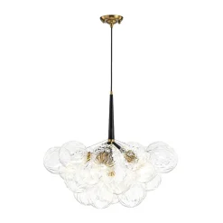 Modern Cluster Sculpture Texture Glass Globe Bubble Chandelier