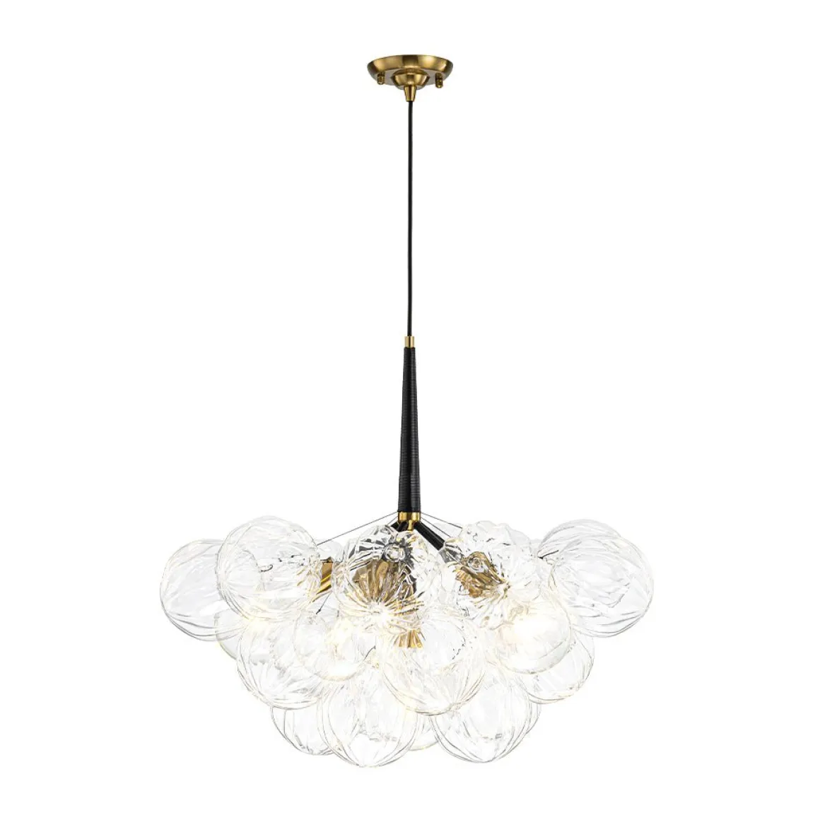 Modern Cluster Sculpture Texture Glass Globe Bubble Chandelier