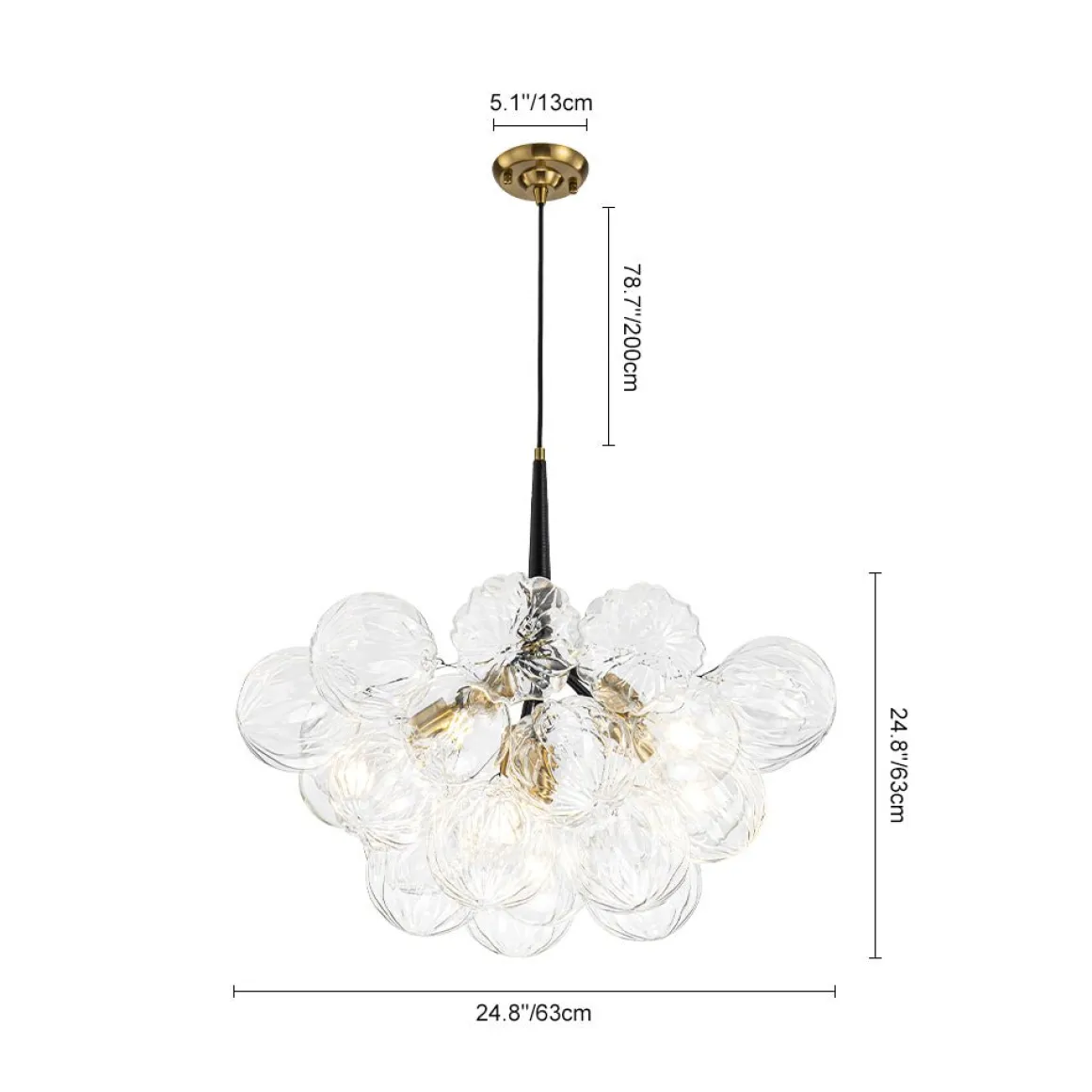 Modern Cluster Sculpture Texture Glass Globe Bubble Chandelier