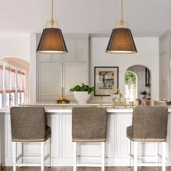 Modern Fabric Conical Drum Cage Pendant Light