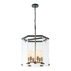 Modern Farmhouse Clear Glass Large Lantern Pendant Light