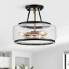 Modern Farmhouse Drum Glass Semi Flush Mount