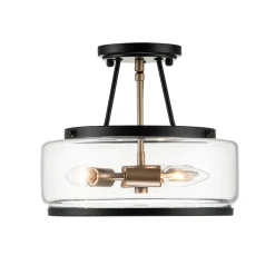 Modern Farmhouse Drum Glass Semi Flush Mount
