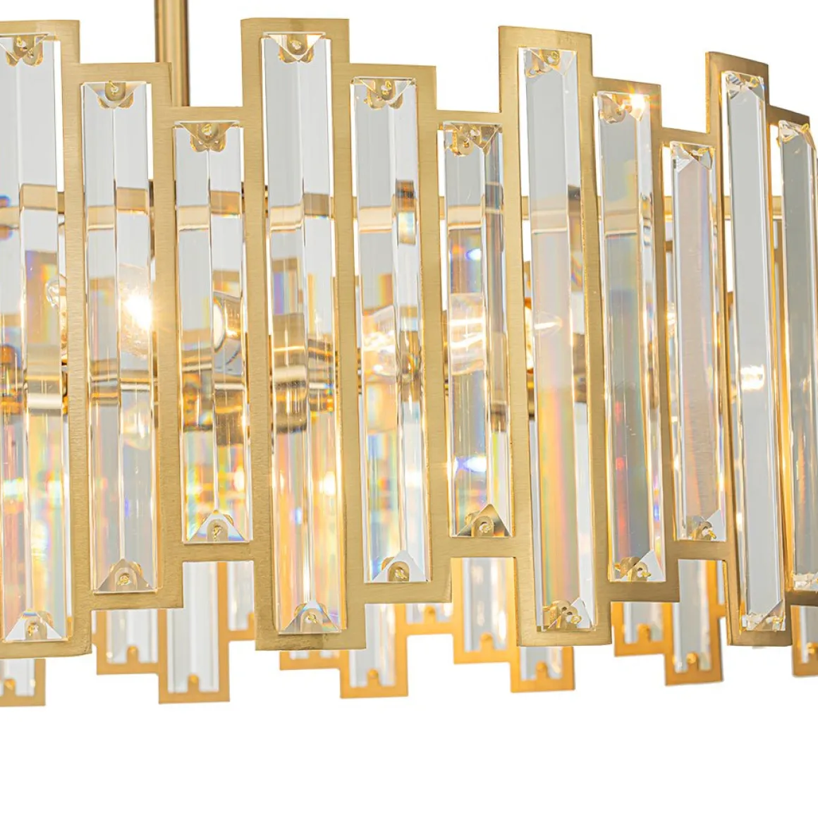 Modern Glam Brass 6-Light Crystal Drum Cage Chandelier