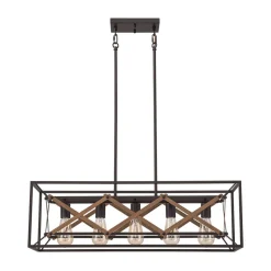 Modern Industrial Cross Linear Island Chandelier