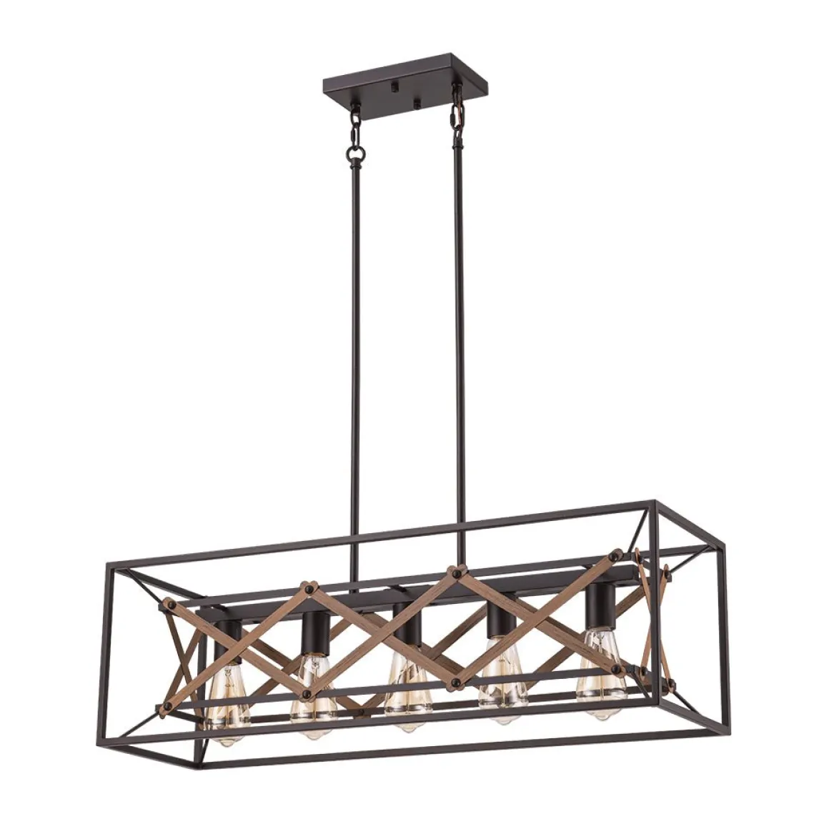 Modern Industrial Cross Linear Island Chandelier