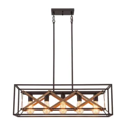 Modern Industrial Cross Linear Island Chandelier