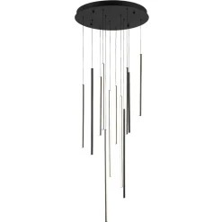 Modern 12-Light Black Cluster Tube LED Pendant Light