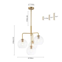 Modern 4-Light Clear Glass Bubble Hanging Sputnik Chandelier