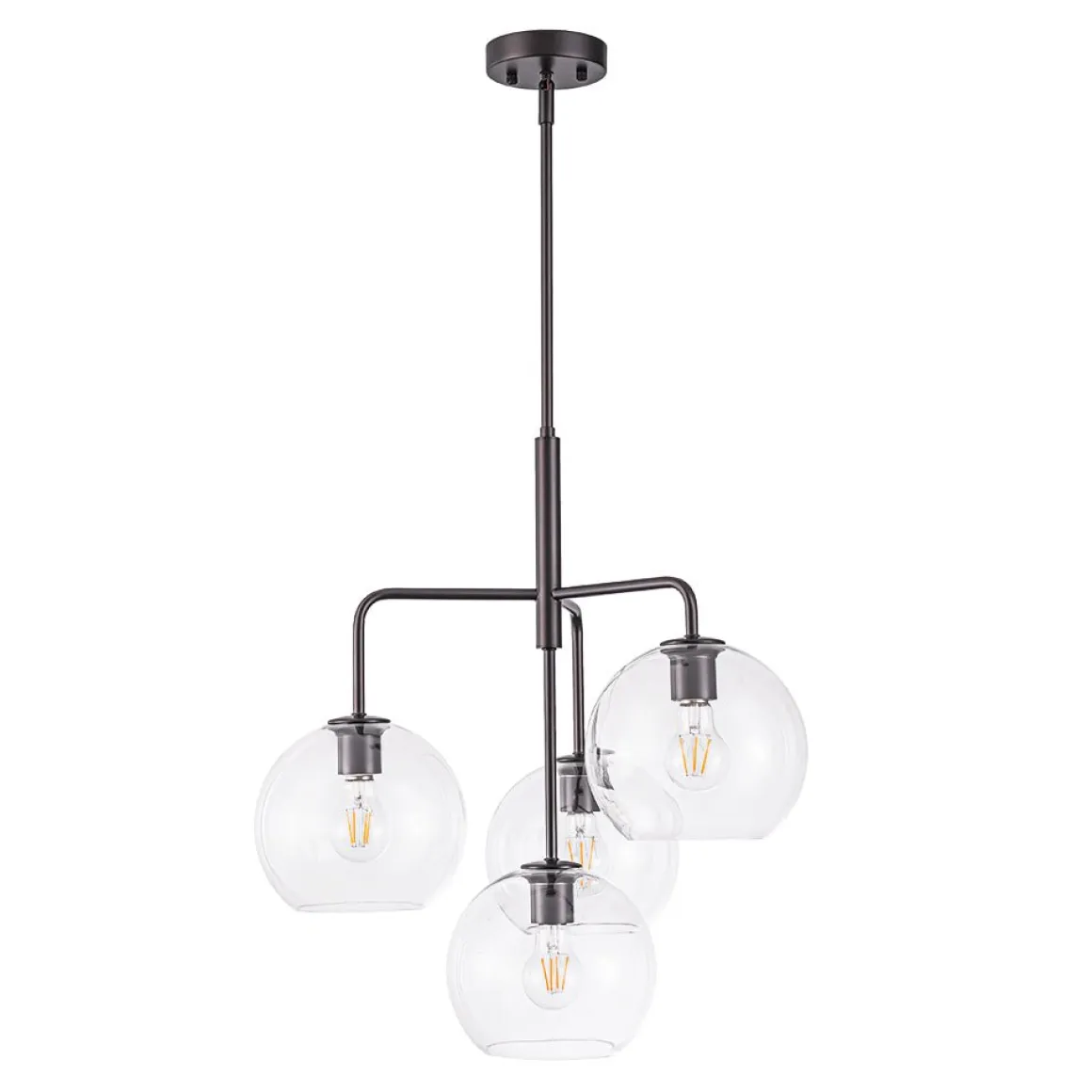 Modern 4-Light Clear Glass Bubble Hanging Sputnik Chandelier