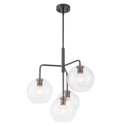 Modern 4-Light Clear Glass Bubble Hanging Sputnik Chandelier