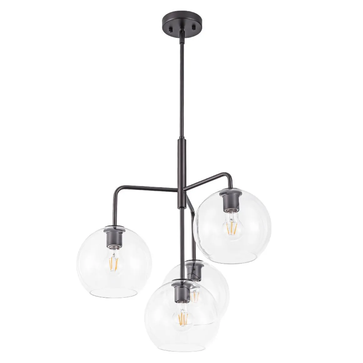 Modern 4-Light Clear Glass Bubble Hanging Sputnik Chandelier