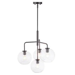 Modern 4-Light Clear Glass Bubble Hanging Sputnik Chandelier
