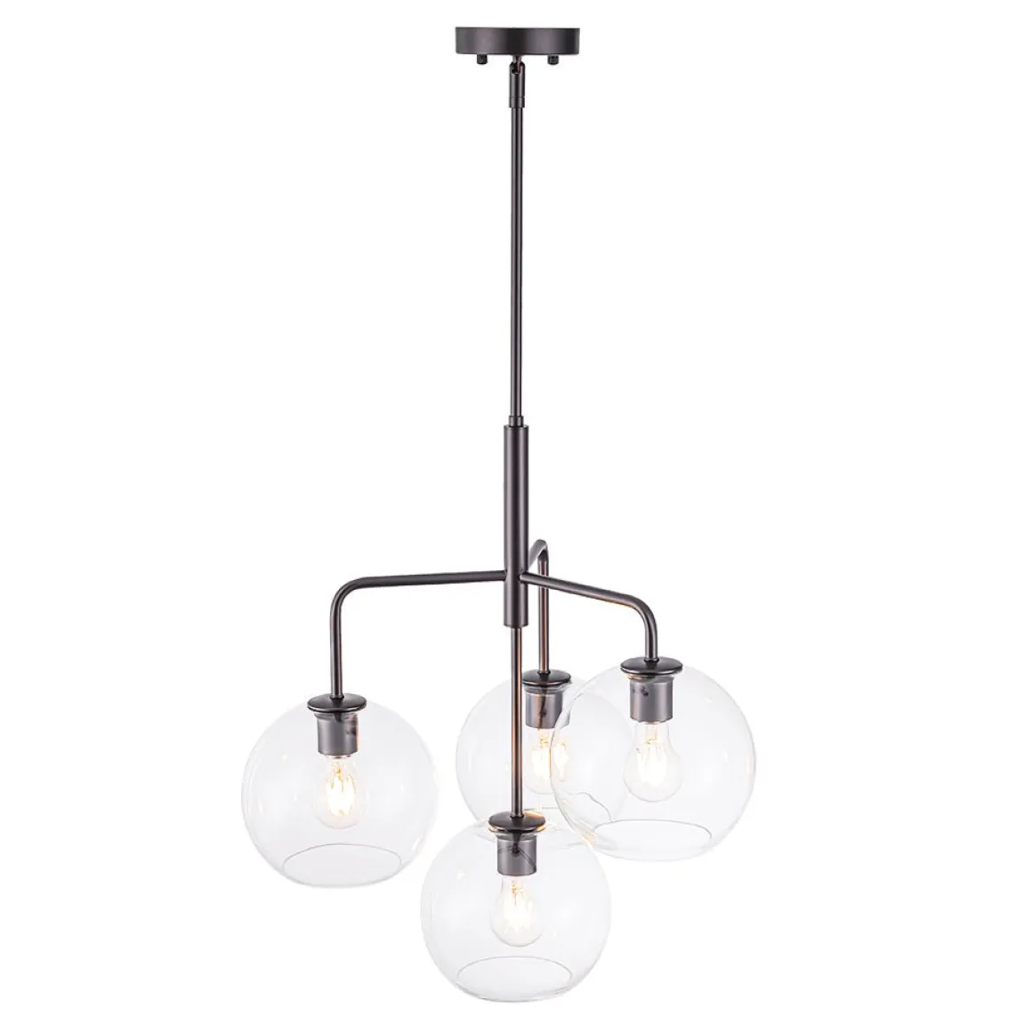 Modern 4-Light Clear Glass Bubble Hanging Sputnik Chandelier